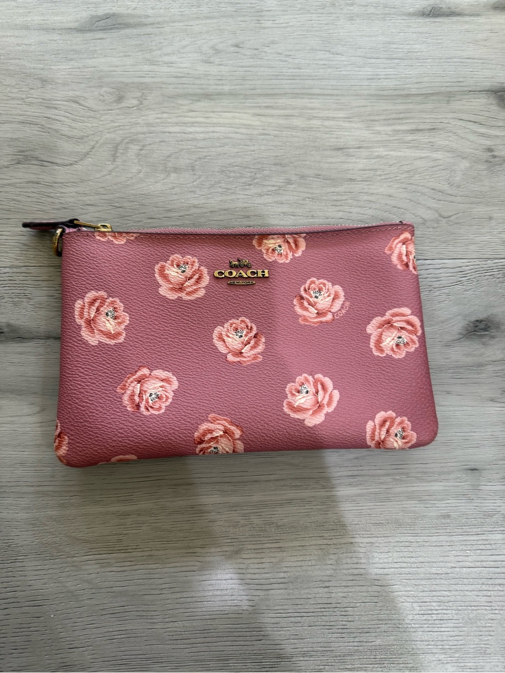 Coach Dusty Rose Floral Zip Wristlet
